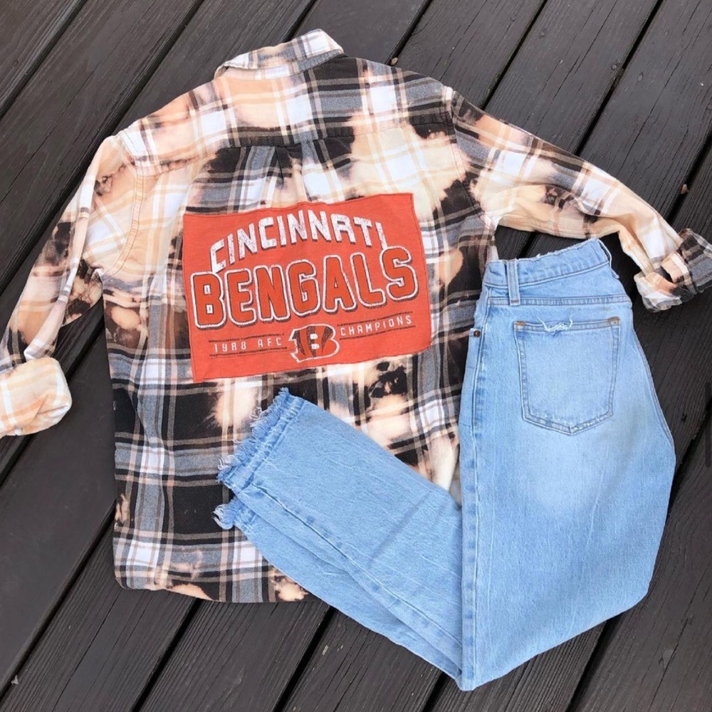Upcycled Cincinnati Bengals flannel